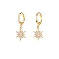 925 Sterling Silver Gold Plated Trendy Zircon Artificial Opal Star Earrings for Party