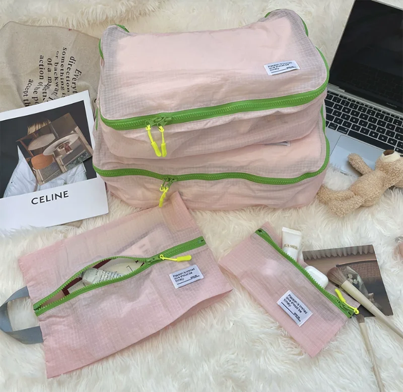 Fashion Cotton Packing Cubes for Travel Letter Pattern Suitcase Organizer Bags Essential for Organizing Luggage