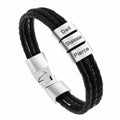 Customized Braided Leather Multi Layer Engraved Family Name Beads Leather Bracelet Jewelry for Engagement or Anniversary Gifts