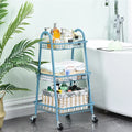 3-Tier Rolling Cart Heavy Duty Storage Cart with Lockable Wheels Wire Basket Utility Shelf Kitchen Cart