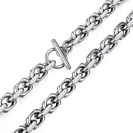 Punk Rock Stainless Steel Think Chains for Men Hip Hop Chunky Rolo Cable Chain Necklace With Toggle Clasp