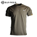 HAN WILD Tactical Shirt Solid O- Neck T-shirt Quick Dry Breathable T-shirt