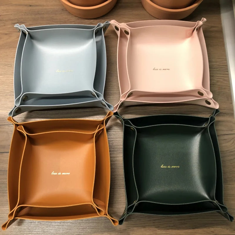 Fashion Leather Table Storage Tray Key Home Decor Storage Jewelry Storage Box Desk Organizer Tray
