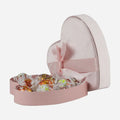 Custom Satin Fabric pink Heart Shaped Wedding Chocolate Candy Box With Shredded Paper