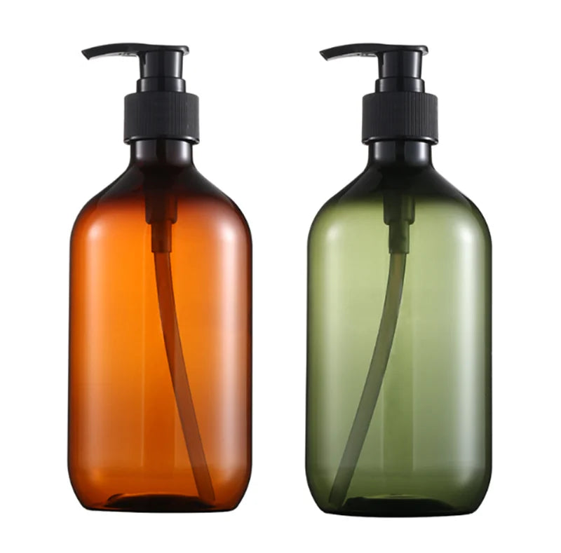 Eco Friendly Refillable Black Plastic PET Beauty Packaging Shampoo Lotion Bottles 16 oz 500ml Pump