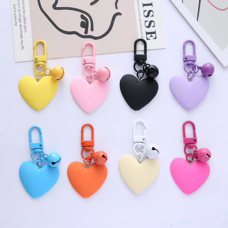 Trendy Bag Key Charms Candy Color Heart Pendant Keychain Accessories for Women