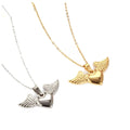 Fashion Mens' Stainless Steel Peach Heart with Angel Wing Pendant Necklace for Women