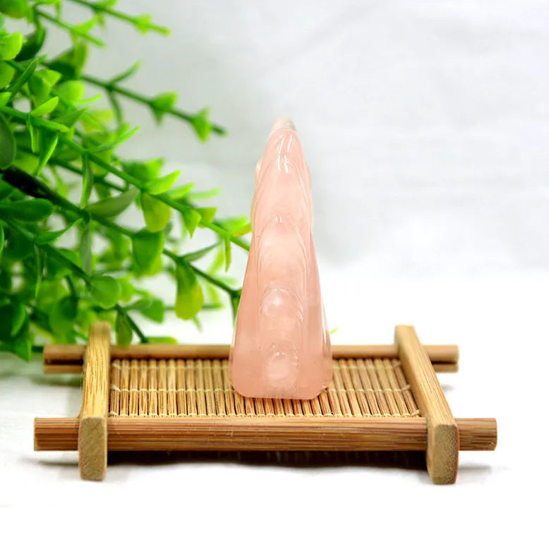 Huiying Factory supplies the 50*50*20mm natural rose quartz crystal jade horse unicorn wholesale