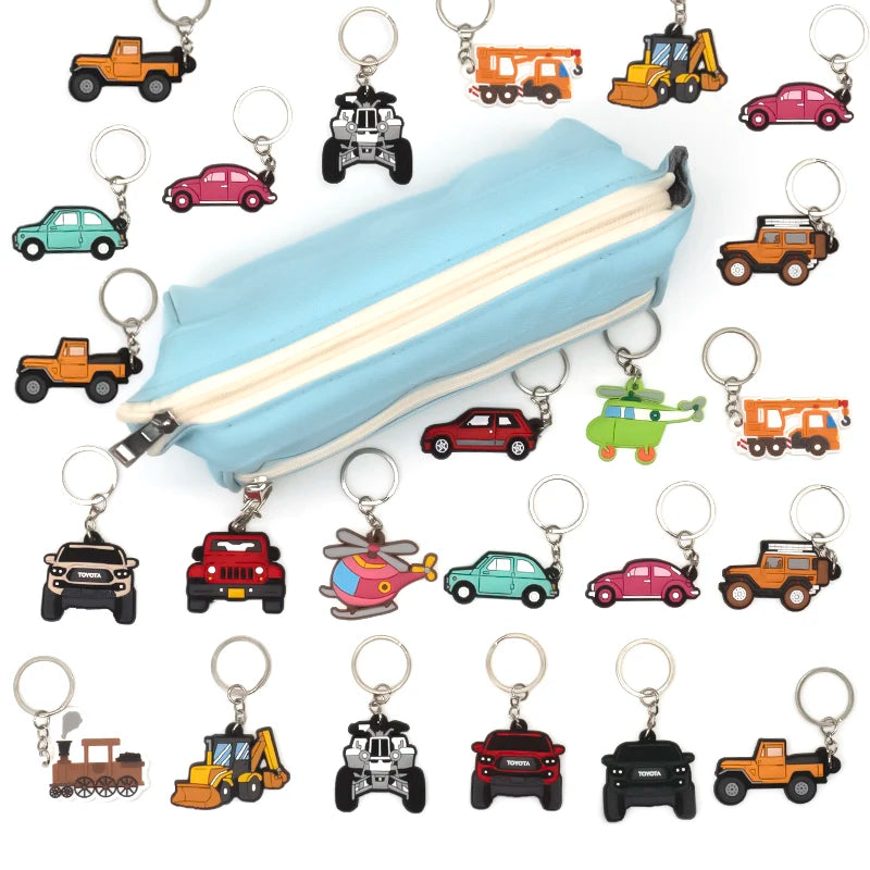 Hot Sale Rubber Transport Space Car Motorcycle Keychain for Keycap Kawaii Keychains PVC Anime Keychain Toys