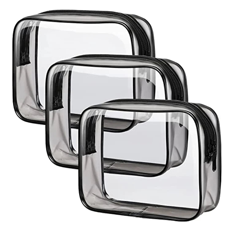 Women Travel Toiletry Waterproof Clear Cosmetic Bag PVC Transparent Clear Makeup Bag With Zipper