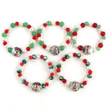 New Christmas Jewelry Red Green White Natural Stone Crystal Glass Pearl Bracelet Alloy Rhinestone Christmas Tree Button Bracelet