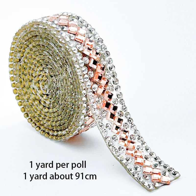 Crystal Rhinestone Ribbon Roll Bling Hotfix Mesh Wrap Sewing Trim for Wedding Party Decor for Nail Art Bags Shoes