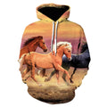 Fitspi Wholesale Horse Design Printed Hoodies Custom 3d Digital Printing Loose Hoodie Pullover Sweatshirt
