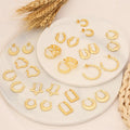 Simple Stainless Steel Gold Plated Heart Star Circle Earrings Personalized Geometric Rectangle Hoop Earrings Jewelry