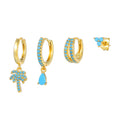 4Pcs Chic 3A Light Blue Zircon Earrings Stylish S925 Silver Studs Trendy Jewelry Sets