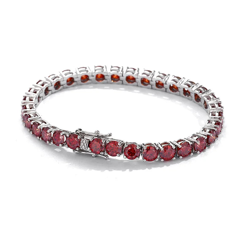 Silver 925 Original 0.5-1 Carat Round Brilliant Cut Diamond Test Past Red Moissanite Tennis Bracelet for Women Fine Jewelry