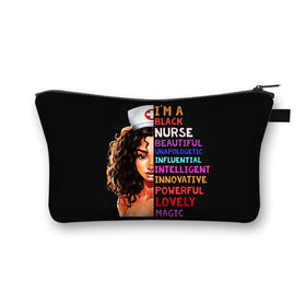 Hot Sale Nurse Printing Women Polyester Cosmetic Bags Waterproof Large Capacity Travel Portable Storage Makeup for Bags