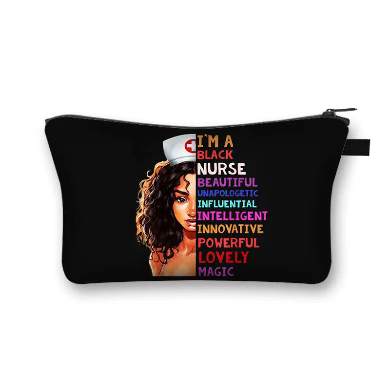 Hot Sale Nurse Printing Women Polyester Cosmetic Bags Waterproof Large Capacity Travel Portable Storage Makeup for Bags