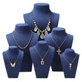 DIGU Luxury Custom Fashion Microfiber Necklace Pendant Stand Blue Jewelry Mannequin Display Necklace Bust for Shop Showcase