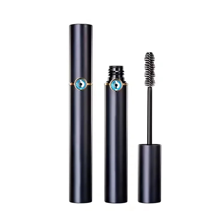 Wholesale Luxury Aluminum Round Black Mascara Tubes with Sapphire Decor 8ml Capacity and Silicone Brush 18*137mm for Cosmetics