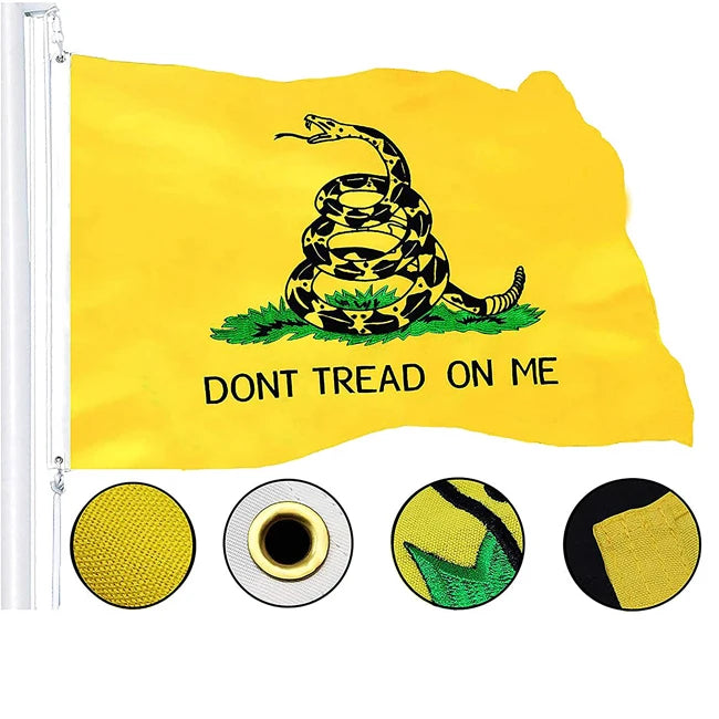 Hot Selling 3x5 Feet Embroidered Yellow Snake Flag Colorfast Gadsden Digital Printed Banner for Tradeshow Giveaways Wholesale