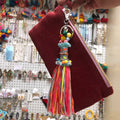Handmade Multilevel Colorful Cotton Tassel Bag Decoration Pendant Keychain DIY Accessories for Handbag Purse Metal Key Chains