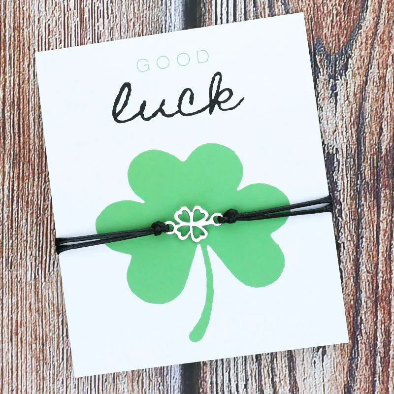 Women's Four Leaf Clover Shamrock Friendship Charm Bracelets Best Friend Bridesmaid Gift for Wedding Engagement Make Wish Charm