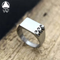 VAF New Design High Polished Rectangular Band with 3 Small Rings Stainless Steel Classic Style