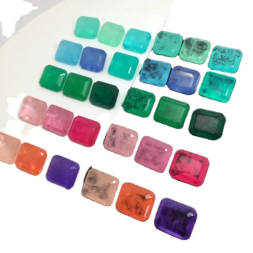 HQ Gems New Products Paraiba Green Emerald Octagon 8x10mm Color Fusion Stone