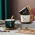 Creative Nordic-style Ceramic Coffee Cup and Saucer Set British Afternoon Tea Set with Spoon Mug with Wood Lid Mat