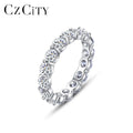 CZCITY 925 Moissanite Gra Certified Dainty Band Wedding Silver Sterling Woman Stackable Tennis Ring