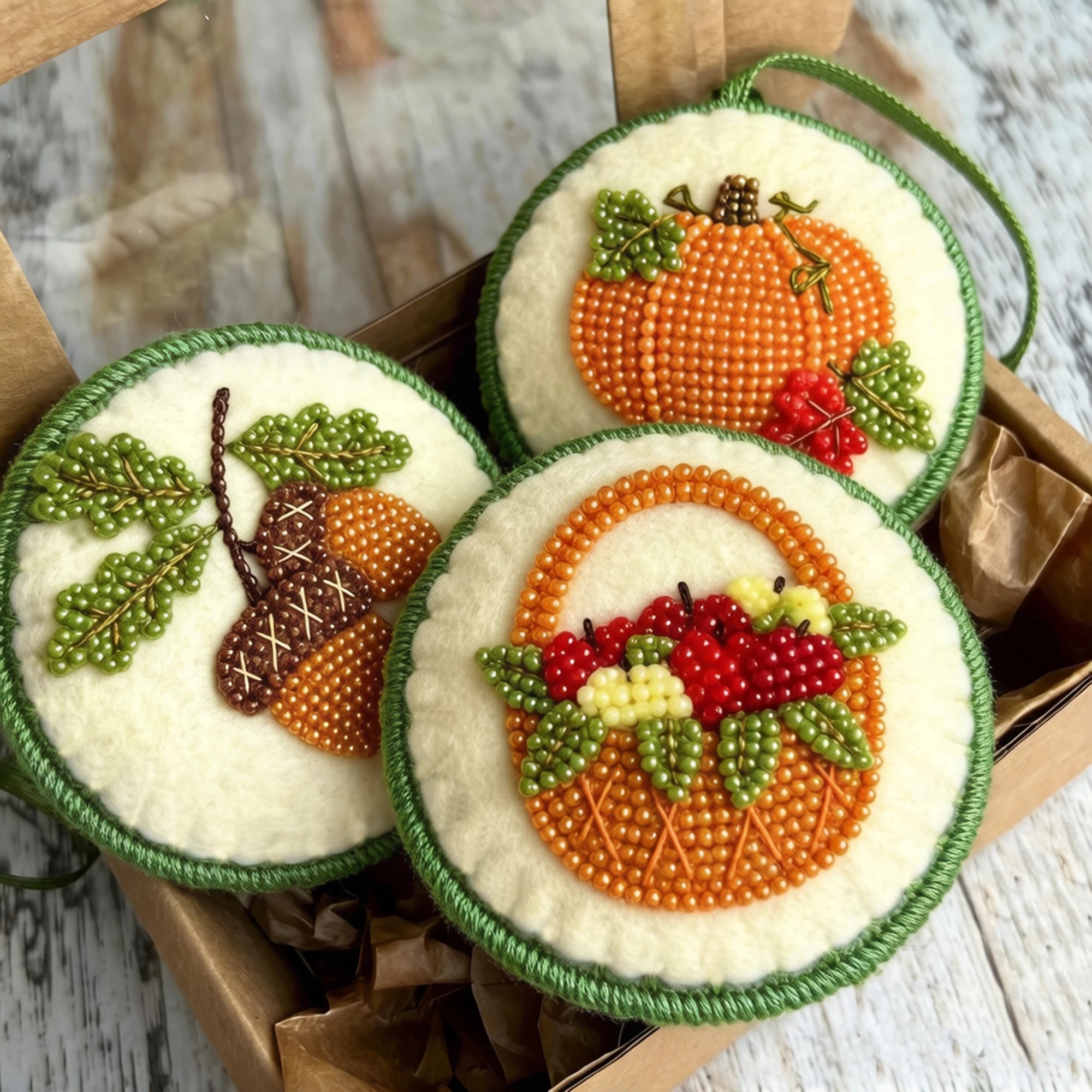 Custom Handmade Beaded Bag Charm Personalized Thanksgiving Autumn Harvest Decor Pumpkin Acorn Hanging Gift Set Wholesale