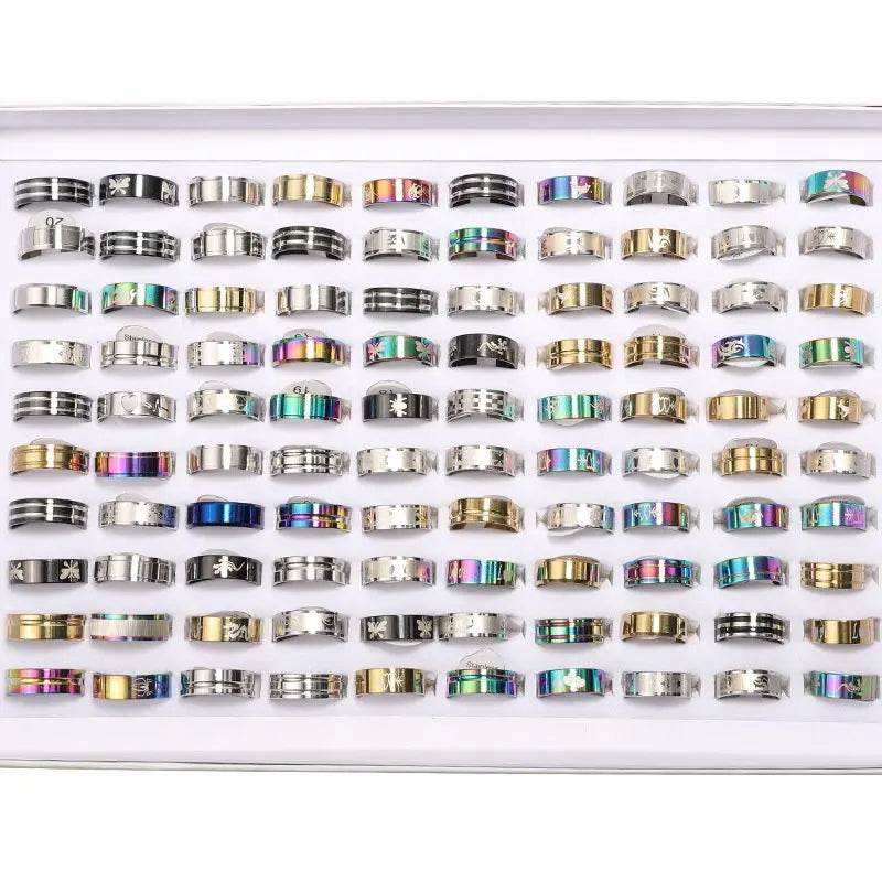 Unisex DY Rings-1 Pcs Mixed Stainless Steel Women's and Men's Wedding Engagement Jewelry in Bulk Lot for Gift