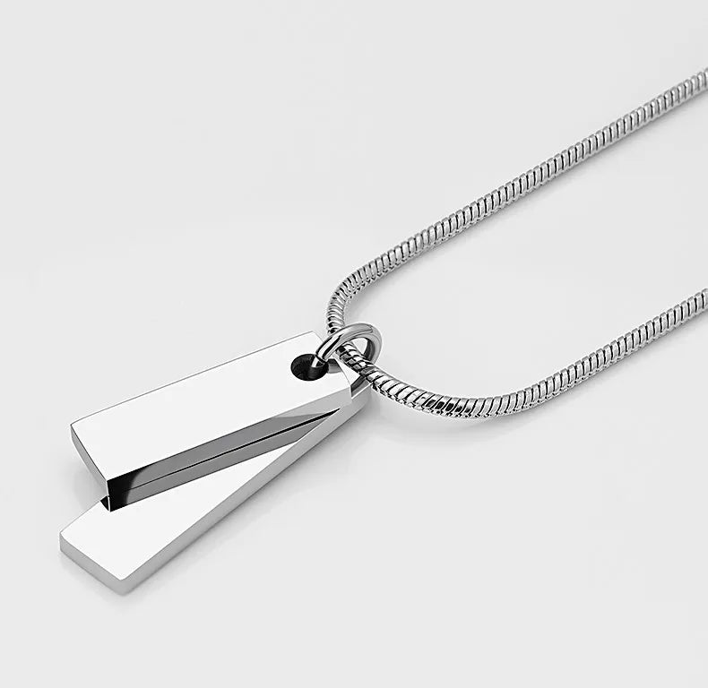 2023 New Simplicity Cuboid Shaped Titanium Steel Pendant Neck Chain Waterproof Stainless Steel Necklace Jewelry