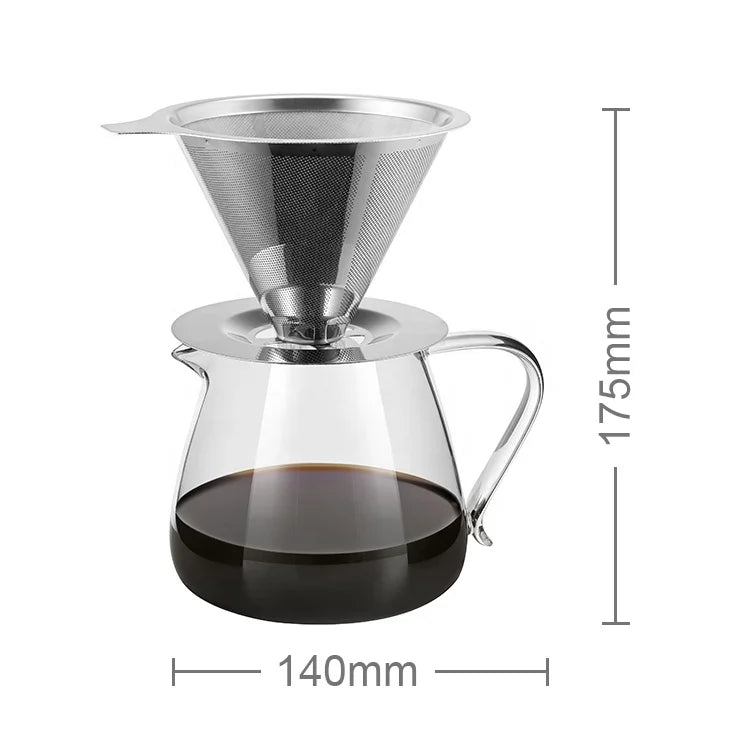 Chinagama Hot Sale Pour Over Stainless Steel Coffee Maker Filter Kettle  Pour Over Hand Crafted Glass