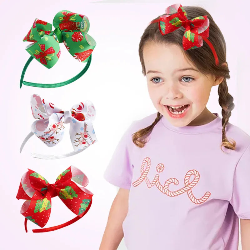 Wholesale Bowknot Hair Band Promotion Christmas Ornament Sample Headband for Christmas Hair Decoration