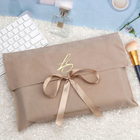 Custom Logo Printed Velvet Envelope Dust Jewelry Pouch Small Medium Size Flap Velvet Gift Packaging Bag