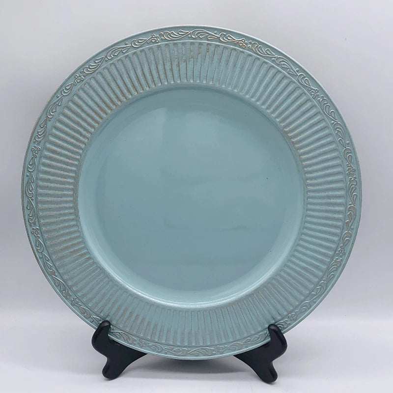 Wholesale Small Rattan Edge 33cm Round Plastic Charger Plate Dinner Table Decorative Saucer Wedding Party