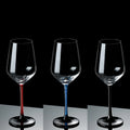 France Bordeaux 420ml 450ml Modern Luxury Transparent Glasses Red Wine Glass with Red Blue Stem Black Bottom