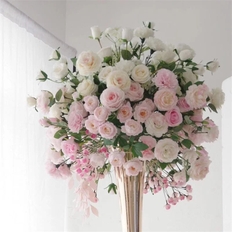 H05180 Custom Pink Champagne Silk Peony Rose Flower Ball Wedding Centerpiece Flower Balls for Wedding Table Center Pieces Decor