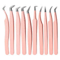 Professional Eyelash Tweezers Fiber Eyelash Tweezers Mesh Pink High Precision Flower Grafting Tweezers Manufacturers