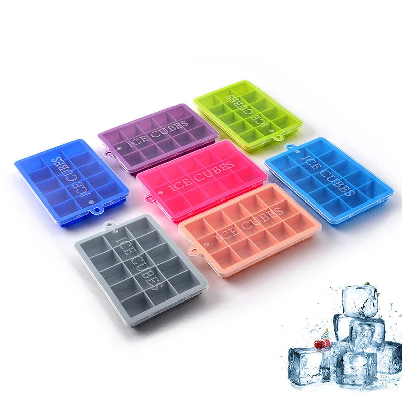 Bpa Free Silicone Ice Cube Trays with Leak-proof Removable Flexible Lid Reusable Ice Cube Molds Ice Cream Tools