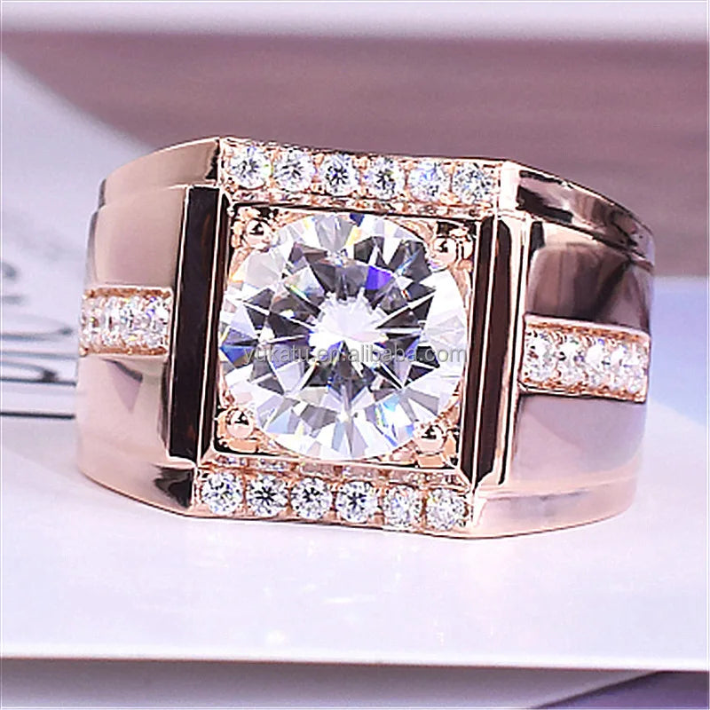 Luxury Men's Ring Plated with 18K Zircon Adjustable Ring