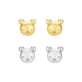 E01792 Wholesale Gift Women Fashion Minimalist Cute 925 Sterling Silver Mini Small Teddy Bear Safety Screw Back Stud Earrings