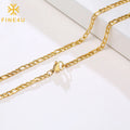 Unisex Men Women Minimalist Fashion Jewelry Gold Plated Stainless Steel Figaro Chain Necklace