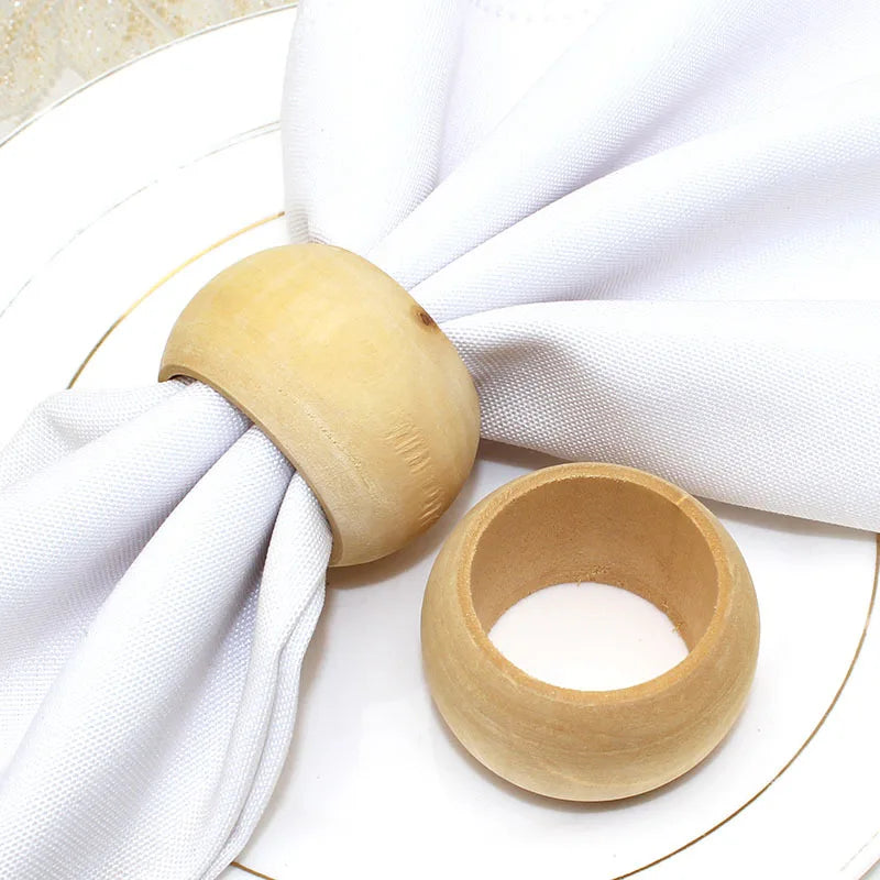 Wholesale Wooden Napkin Ring Holder Cheap Circle Design for Party Wedding Camping Classic Luxury Tableware Feature Stocked