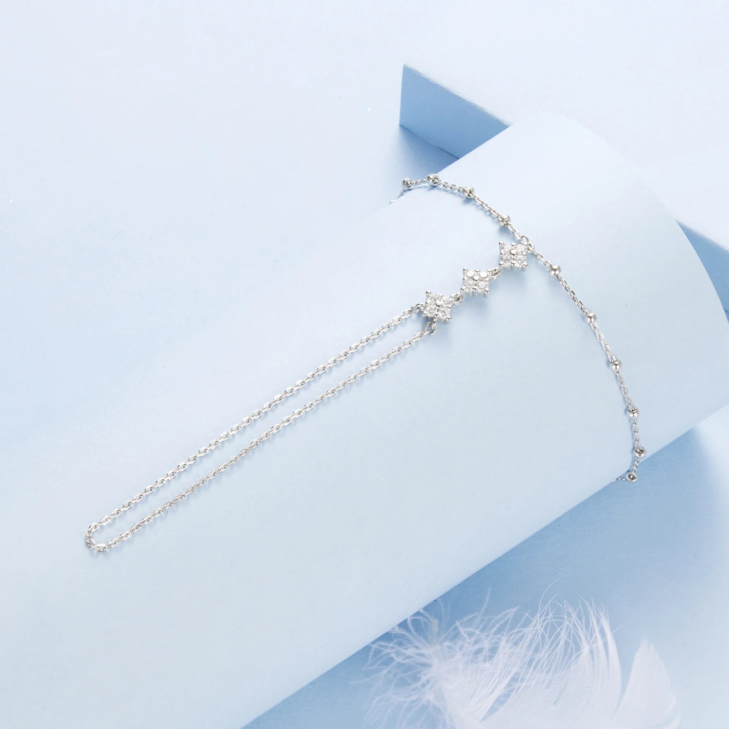 925 Sterling Silver Long Link Ring Chain Bracelet for Women Clover AAA Zircon Charm Bracelets Ring Wedding Party Gir Gift