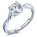 925 Sterling Silver Adjustable Opening Engagement Ring with Zirconia CZ Romantic Rhodium Plated for Wedding Marriage Anniversary