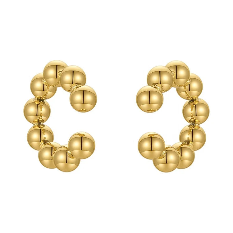 18K Gold Plated Stainless Steel Jewelry Small Steel Ball Ear Clips Accessories No Pierced Ear Earrings E211302