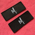 High Density Brand Name Taffeta Woven Badgestitching Border Knitting logo Clothing Woven Patch for Hats
